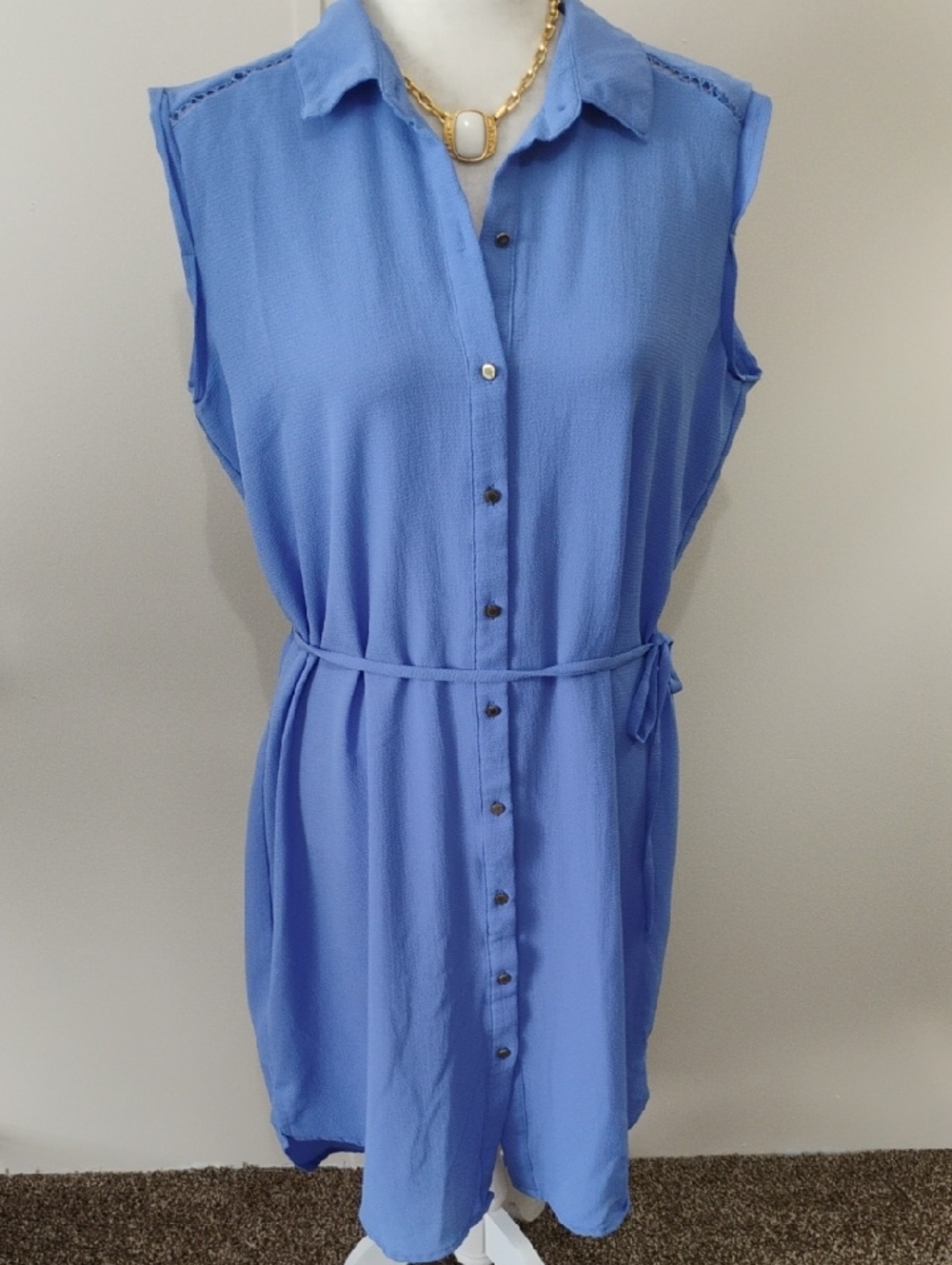 Apt. 9 Periwinkle Blue Sleeveless High-Low Shirt Dress
